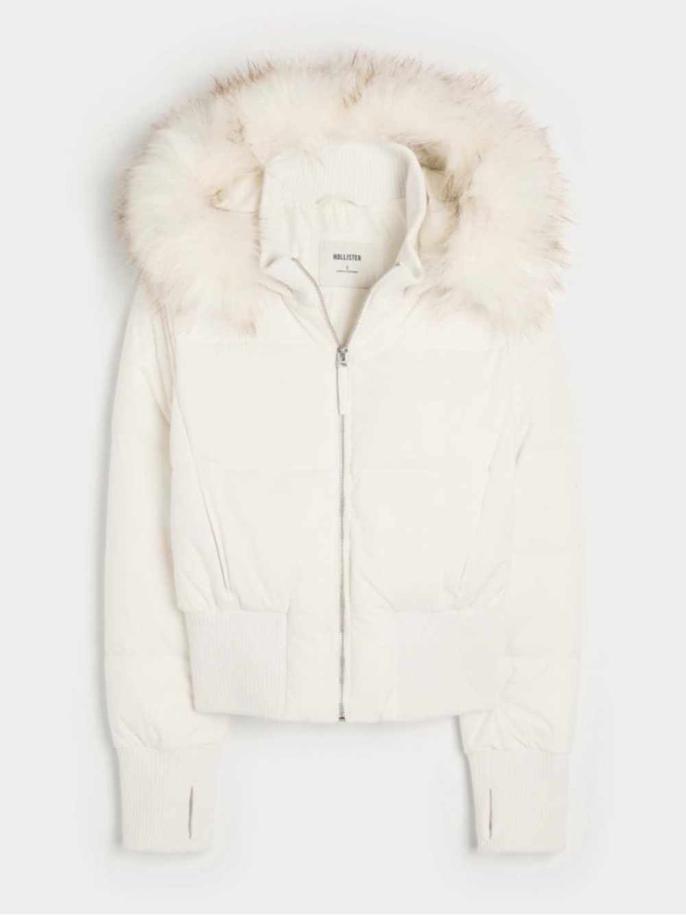Hollister faux fur trim puffer bomber jacket